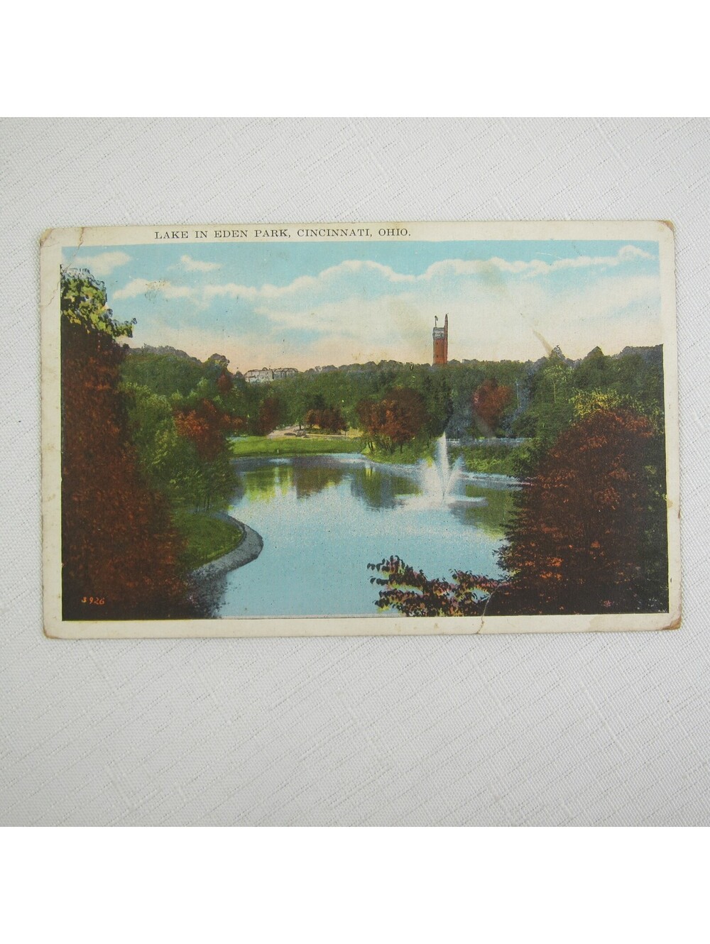 Vintage 1929 Postcard Lake in Eden Park Cincinnati Ohio
